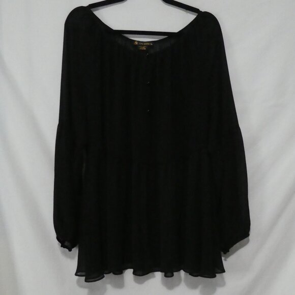 LOVE & LEGEND | size 16 | Elegant Black Sheer Long Sleeve Blouse | Button Front - Picture 1 of 15